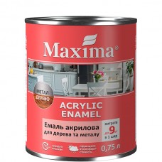 Эмаль акриловая для дерева и металла Maxima (белая полумат) 0,75л